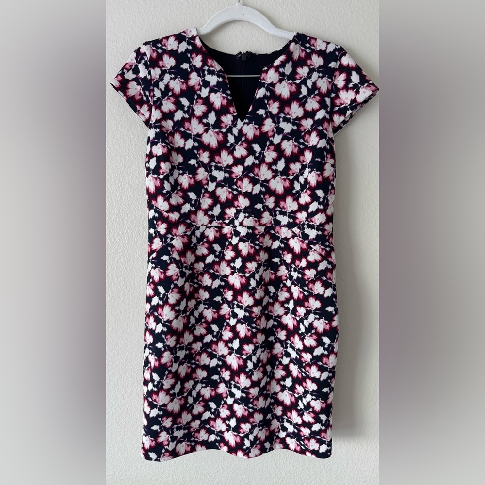 Banana Republic Black and Pink Floral Fitted Mini Dress | Size Petite 0